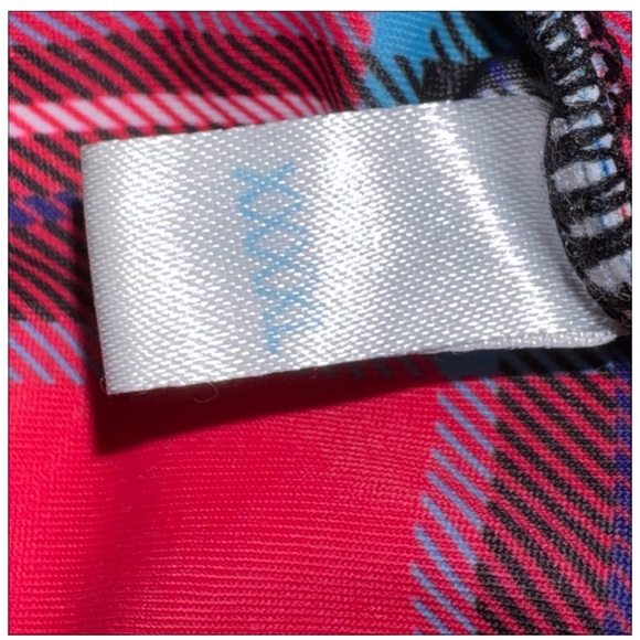 Sugar Skull Floral Swimsuit 4X Fits Like 2X One Piece Plaid Trim Halter Retro - Picture 5 of 8